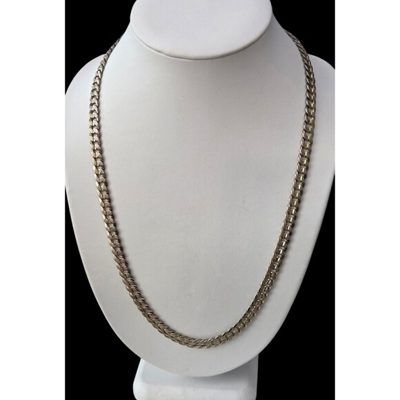Estate Vintage 14k Gold Plated  Cuban Chain Link Necklace Chain 24" Italy - Picture 1 of 9